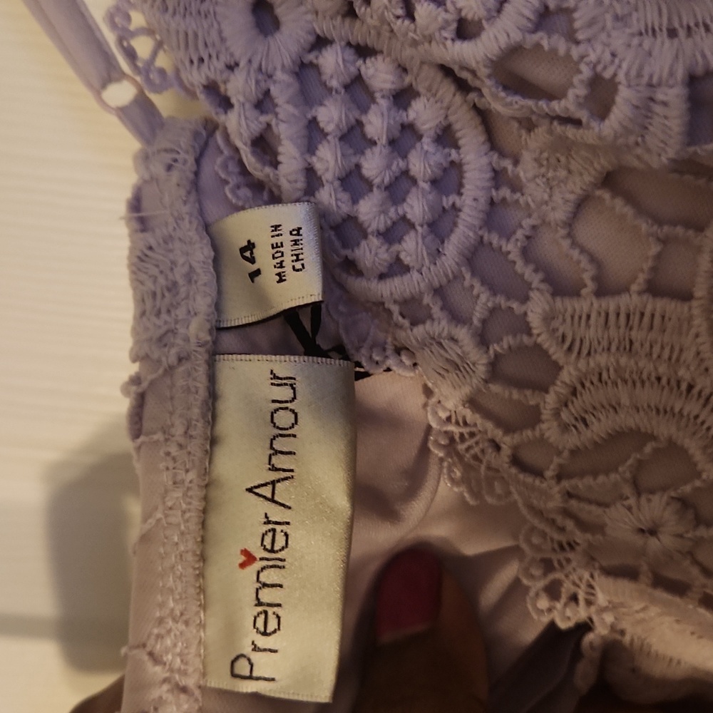 Lilac lavender open lace midi dress - Picture 4 of 7